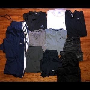 A lot of Mens Athletic Wear Large Nike + Adidas